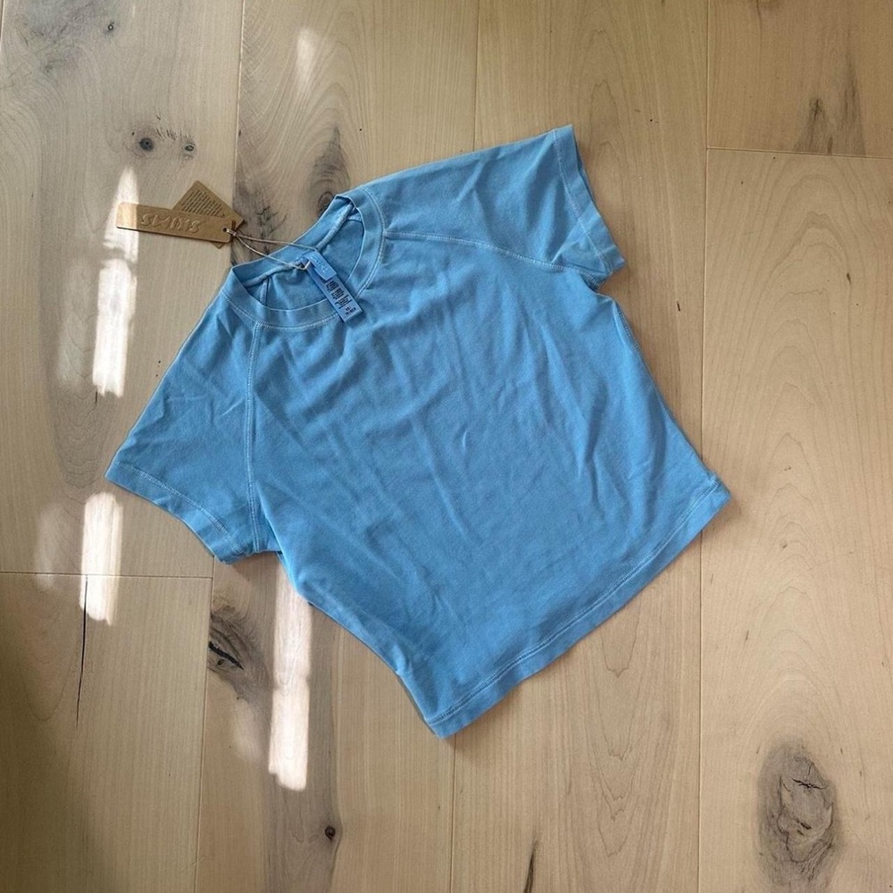 Skims Iris Blue Vintage Raglan Cropped Tee